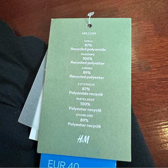 H&M Bikini Top Black Scalloped lace up Scallop Swim Swimsuit Summer NWT Size 8 - Picture 7 of 11